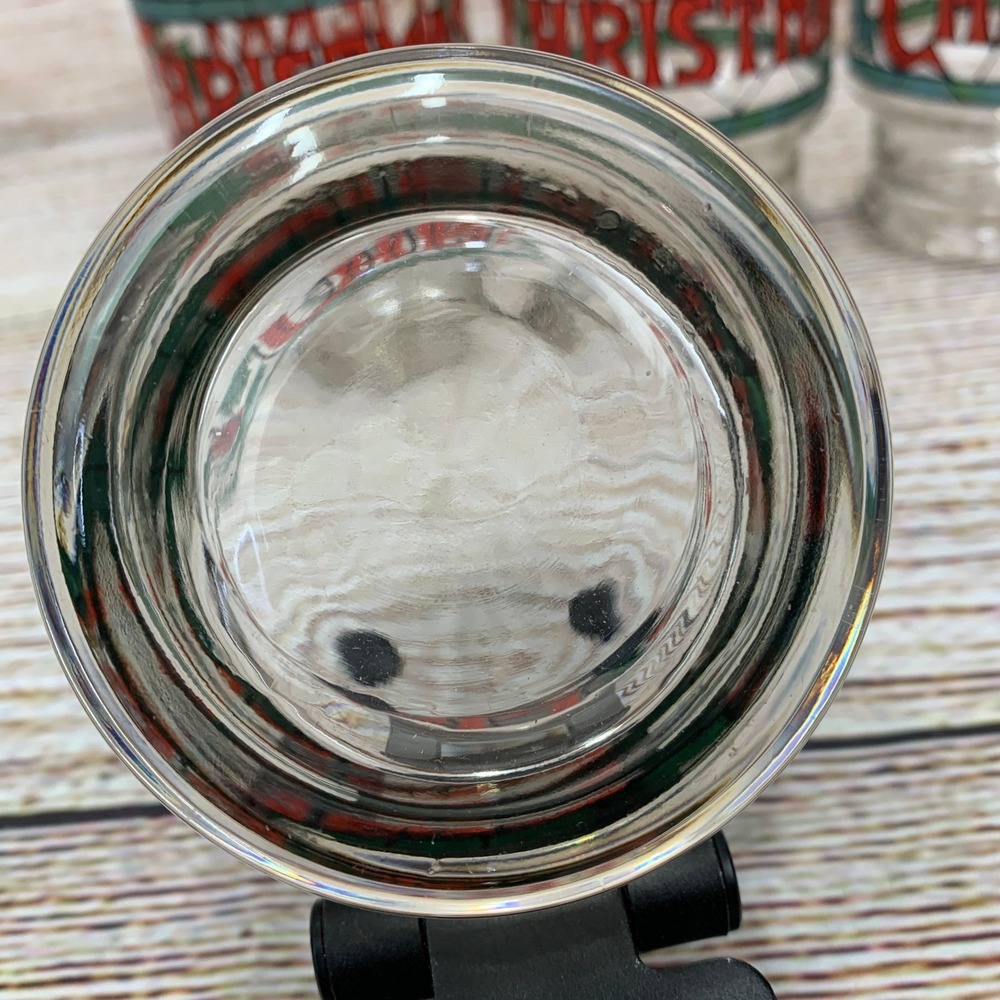 Merry Christmas Drink Glasses Set of 4 Stained Glass Style Holiday Barware - Picture 6 of 8